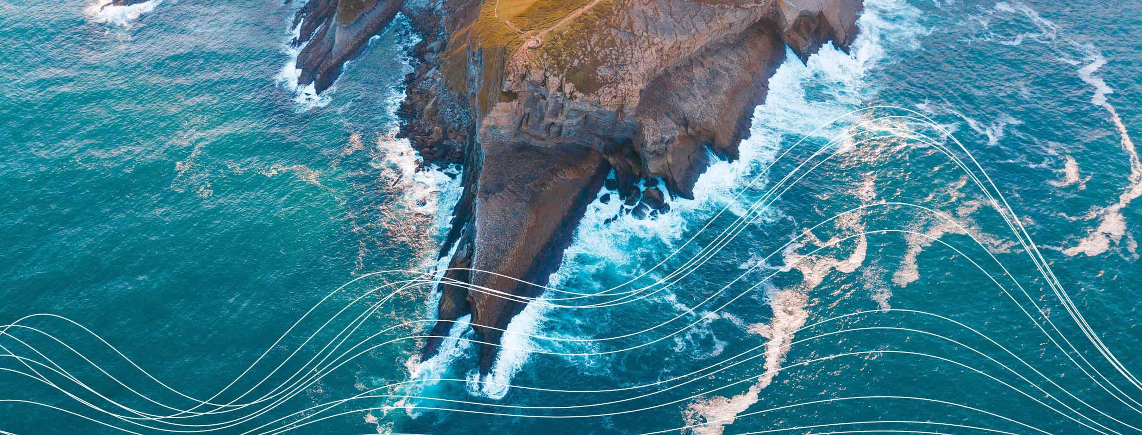 Coastline and blue water